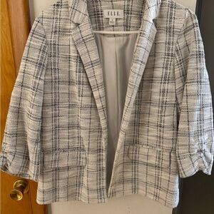 Elle Women's Checkered Blazer in Gray and White